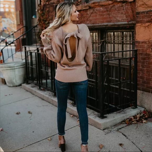 Sale Firm 5 ⭐️Fave Sexy Soft Open Tie Back Sweater - Picture 3 of 7